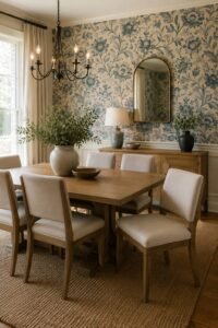 Balance Busy Wallpaper With Simple Furniture