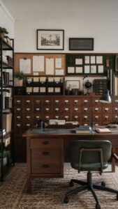 Index Cabinet Study Room With an Organized Knowledge Wall
