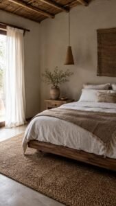 Natural Material Bedroom Decor with Handmade Warmth