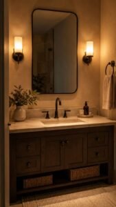 Place Low Wall Lights Beside the Mirror