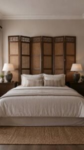 Stand a Folding Screen Behind the Bed