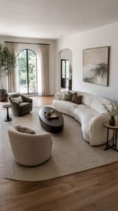 Anchor the Curve With an Oval Coffee Table