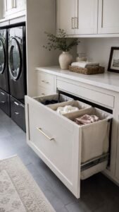 Conceal Three Sorting Hampers in Deep Drawers