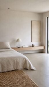 Continuous Bedside Ledge That Replaces Scattered Small Tables