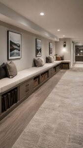 Continuous Wall Bench With Storage Bays