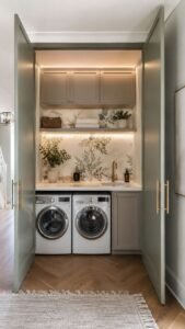 Hidden Mural Laundry Nook With a Complete Interior Surprise