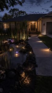 Marsh Light Front Yard With Low Glowing Features