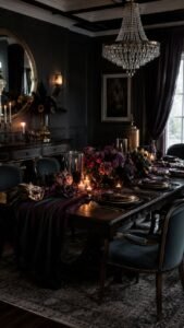 Midnight Masquerade Dining Room With Layered Drama