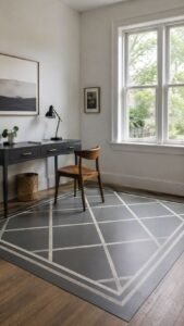 Painted Floorcloth Room Decor With Graphic Order
