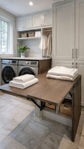 Pivot Folding Table for Changing Laundry Tasks
