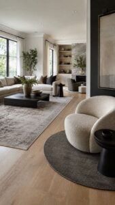 Place a Circular Rug Beneath One Side Chair