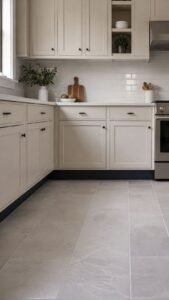 Run a Deep Color Band Beneath Pale Cabinets