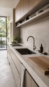 Sink Runway With Organized Washing and Preparation Zones