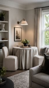 Skirted Game Table Corner With Hidden Everyday Function