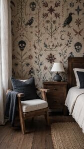 Stitched Omen Wallpaper With Textile Illusion