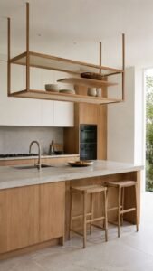 Suspend One Open Timber Frame Above the Island